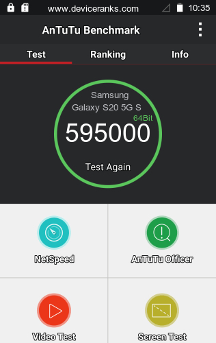 AnTuTu Samsung Galaxy S20 5G SD865