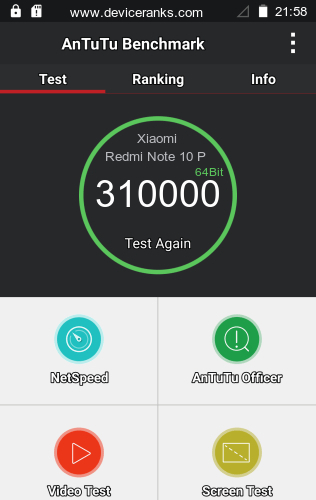 AnTuTu Xiaomi Redmi Note 10 Pro India