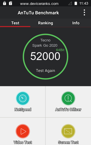 AnTuTu мобильный телефон Tecno Spark Go 2020 AnTuTu Tecno Spark Go 2020